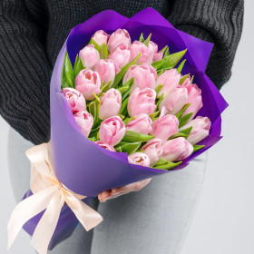 25 Светло-Розовых Тюльпанов фото