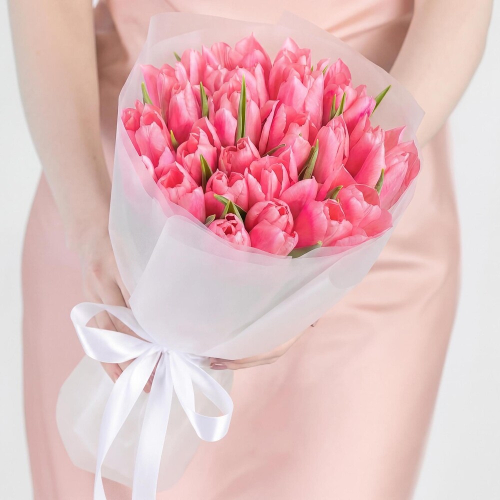 25 Розовых Тюльпанов