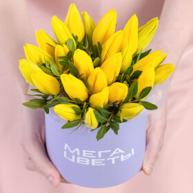 25 Желтых Тюльпанов в коробке фото