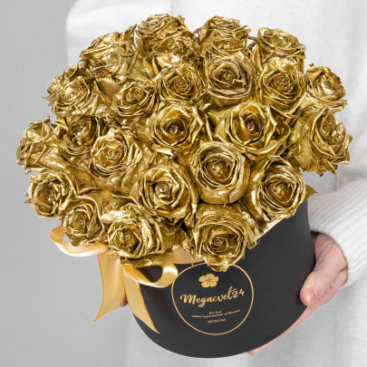 25 Золотых Роз (40 см.) в коробке фото