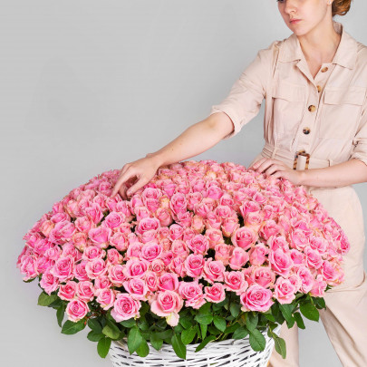 251 Розовая Роза (40 см.) в корзине фото изображение 2