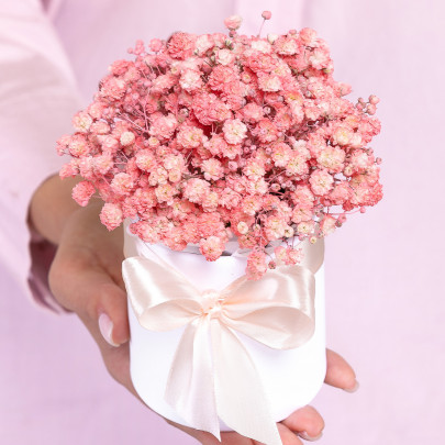 Букет цветов "3 Розовые Гипсофилы в коробке" фото