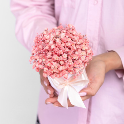 Букет цветов "3 Розовые Гипсофилы в коробке" фото изображение 3