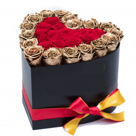 35 Золотых Роз (40 см.) в коробке сердце