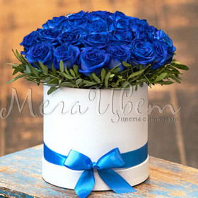 35 Синих Роз (40 см.) в коробке фото