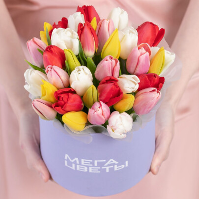 35 Тюльпанов Микс в коробке фото