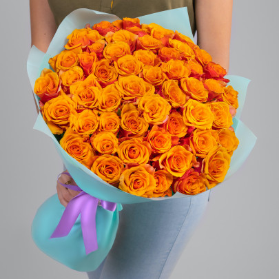 45 Ярко-Оранжевых Роз (30 см.) фото изображение 2