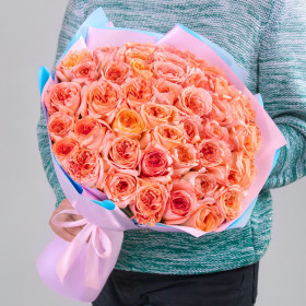 45 Пионовидных Розовых Роз (40 см.) фото