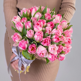 45 Розовых Пионовидных Тюльпанов фото