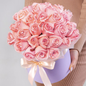 45 Розовых Роз (40 см.) в коробке фото