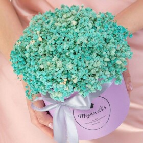 5 Бирюзовых Гипсофил в коробке фото