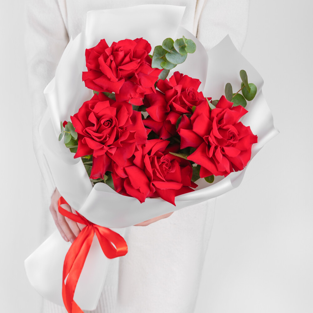 5 Красных Французских Роз фото