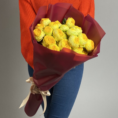 5 Кустовых Пионовидных Желтых Роз (40 см.) фото