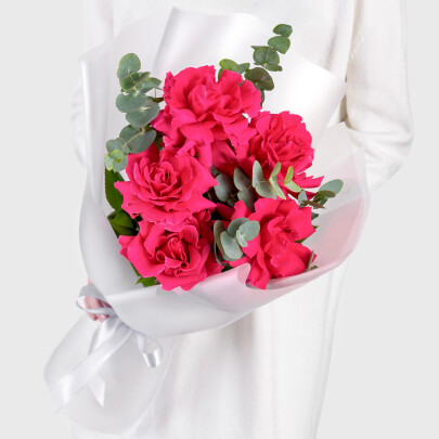 5 Малиновых Французских Роз фото