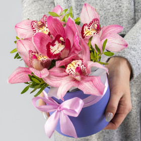 5 Розовых Орхидей в коробке фото
