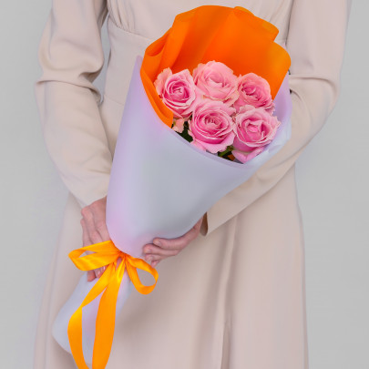 5 Розовых Роз (60 см.) фото