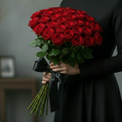 50 Красных Роз 50 см (Траур) фото