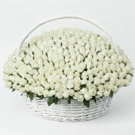 501 Белая Роза в корзине фото
