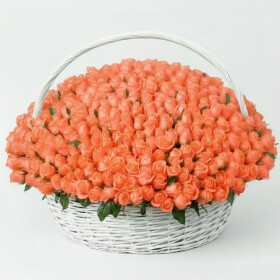 501 Ярко-Оранжевая Роза в корзине фото