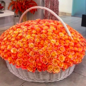 501 Ярко-Оранжевая Роза (40 см.) в корзине фото