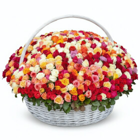 501 Роза Микс в корзине фото