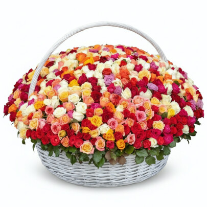 501 Роза Микс в корзине фото