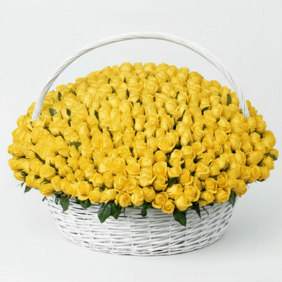 501 Желтая Роза Пенни Лейн в корзине фото