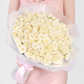 51 Кустовая белая роза (60 см.) фото