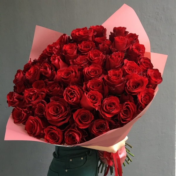 51 Красная Роза (60 см.) в упаковке