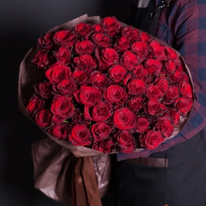 51 Красная Роза (50 см.) в упаковке фото