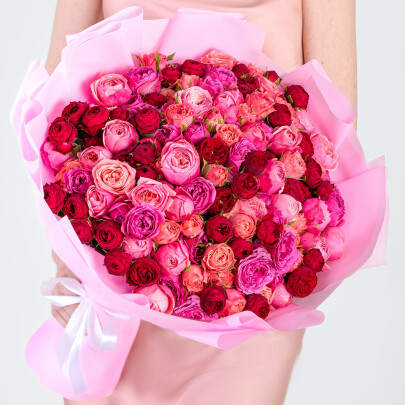 51 Кустовая Пионовидная Роза Микс (50 см.) фото