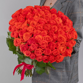 51 Ярко-Оранжевая Роза (40 см.) фото