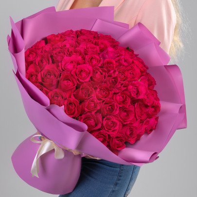 55 Малиновых Роз (40 см.) фото