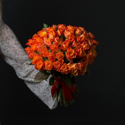 55 Ярко-Оранжевых Роз (40 см.) фото изображение 2