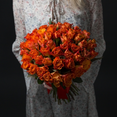 55 Ярко-Оранжевых Роз (40 см.) фото изображение 3