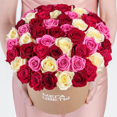 55 Роз Микс (40 см.) в коробке фото