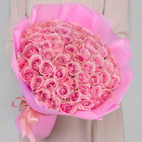 55 Розовых Роз (50 см.) фото
