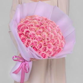 55 Розовых Роз (60 см.) фото