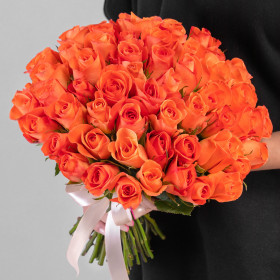 55 Ярко-Оранжевых Роз (40 см.) фото