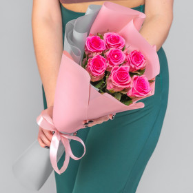 7 Розовых Роз (70 см.) фото