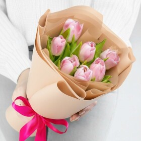 7 Светло-Розовых Тюльпанов фото