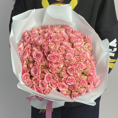 75 Кустовых Розовых Роз (40 см.) фото