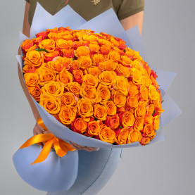 75 Оранжевых Роз (50 см.) фото