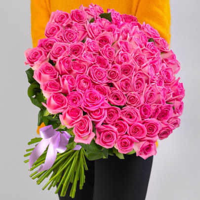 75 Ярко-Розовых Роз (40 см.) фото