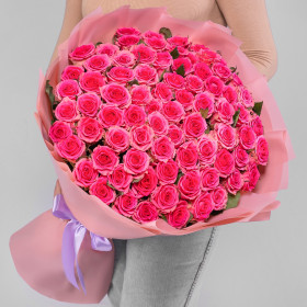 75 Розовых Роз (70 см.) фото
