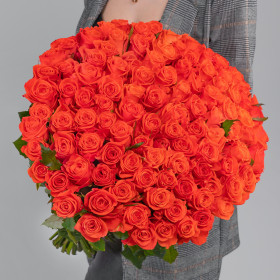 101 Ярко-Оранжевая Роза (40 см.) фото