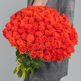 75 Ярко-Оранжевых Роз (40 см.) фото