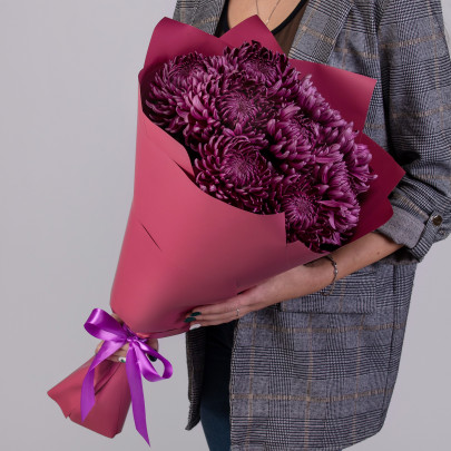 9 Фиолетовых Хризантем Бигуди фото