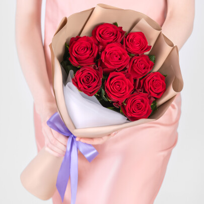 9 Красных Роз (60 см.) фото