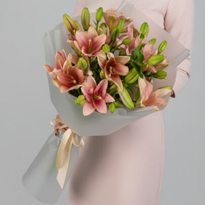 9 Розовых Лилий фото